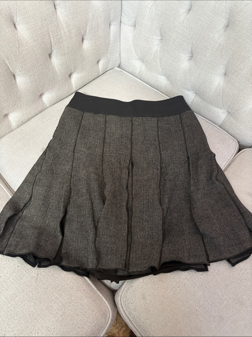 Carlisle Charcoal Brown Textured A-Line Skirt